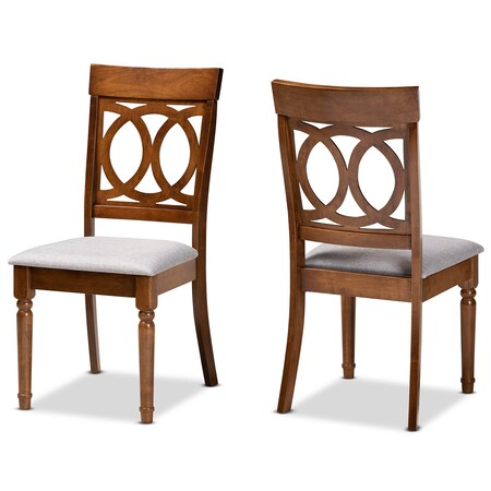 Baxton Studio Lucie Modern and Contemporary Grey Fabric and Walnut Brown Finished Wood 2-Piece Dining Chair Set 176-10544-Zoro